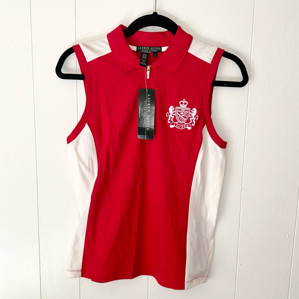 NWT 🏷️ Lauren By Ralph Lauren Red Lauren Active Summer Fit Top 👚